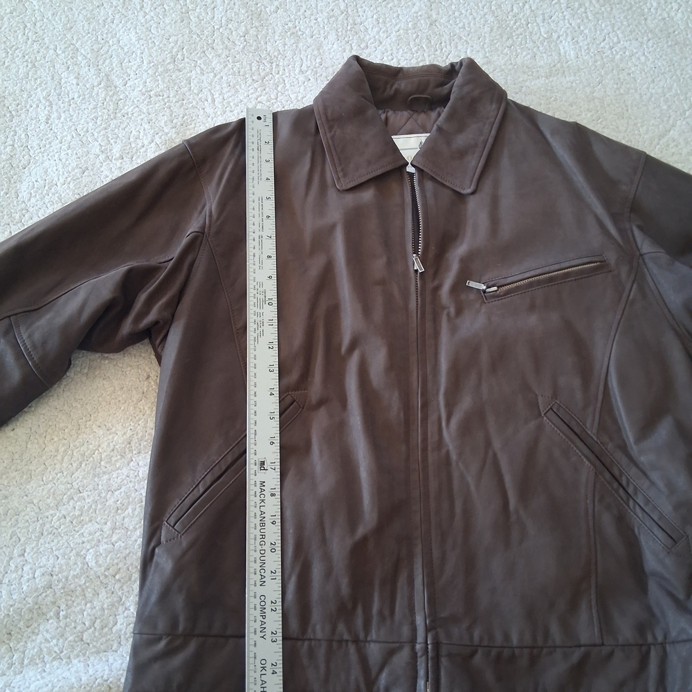 Men's Towne By London Fog Stylish Brown Leather Jacket - Picture 10 of 10